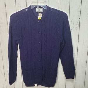 Vintage Deadstock NWT College Point Navy Knit Cardigan Sweater Size Medium.